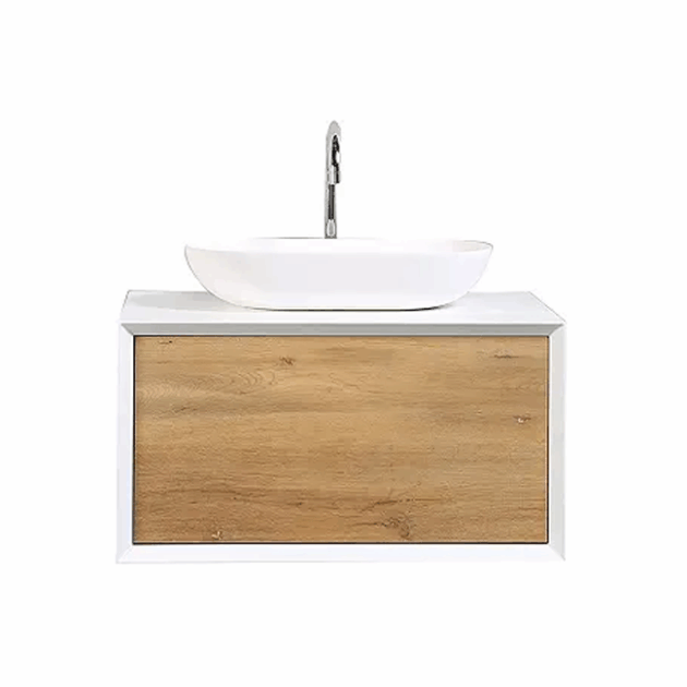 Mueble laqueado con puerta amortiguada y lavabo de apoyo - Imagen 2
