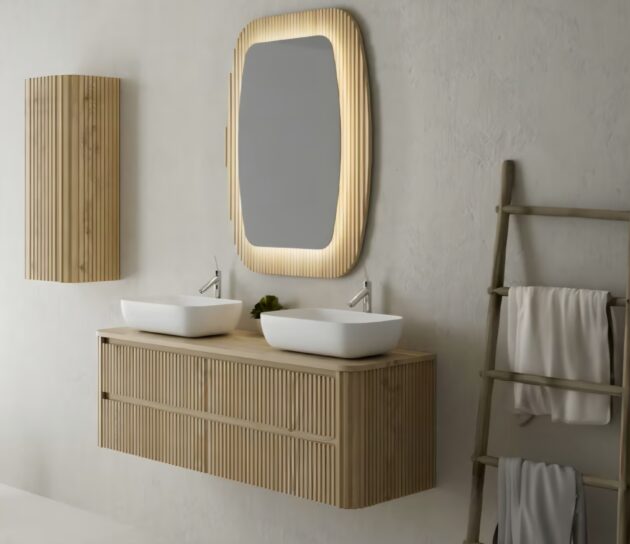 Mueble de baño suspendido con lavabo integrado